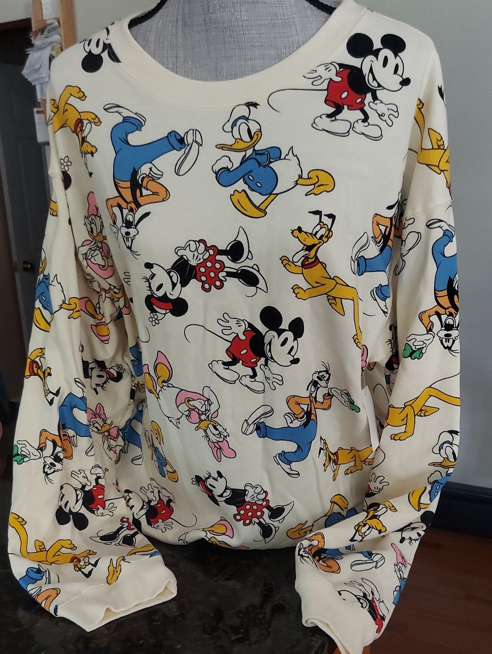 Disney Cream Mickey & Friends Graphic Womans Long Sleeve Top